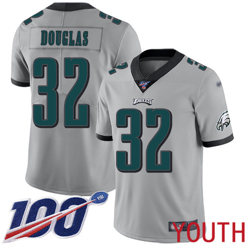 Youth Philadelphia Eagles #32 Rasul Douglas Limited Silver Inverted Legend NFL Jersey 100th Season Football->youth nfl jersey->Youth Jersey